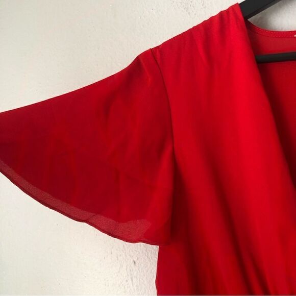 Show me your mumu NWT red babydoll cut mini dress or tunic flowing sleeves XS - Picture 4 of 11